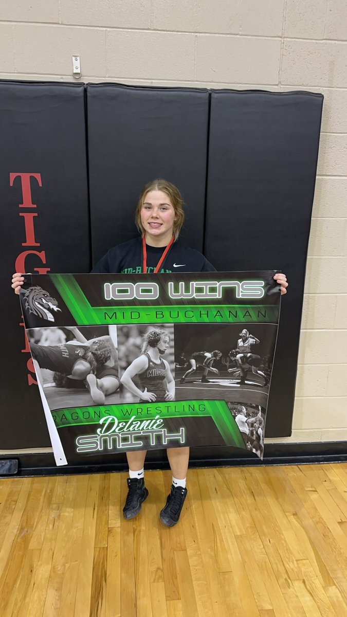 MB_Wrestling's tweet image. Congrats to Junior, Delanie Smith, on getting her 100th career win!  #OutWorkEm 

@MBDragonSports