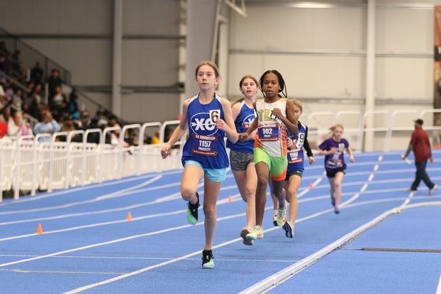 Mya Fruzzetti is a soccer player who is turning into quite a runner. 2 more pr’s Sunday . 5:39-1500 for 4th place 11/12 girls and 2:48 -800.