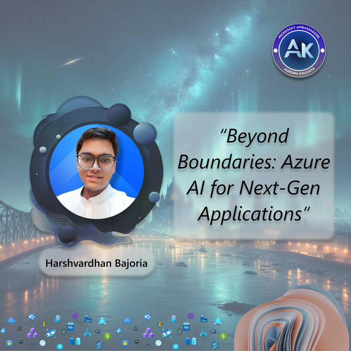 Break boundaries in Azure AI with Harshvardhan Bajoria, Software Development Engineer. 
Dive into the world of innovation at Microsoft Ambassadors Aurora Kolkata. 🚀 
Secure your spot now at microsoft-aurora.tech #MAAK #Aurora #AuroraKolkata #MicrosoftAmbassador