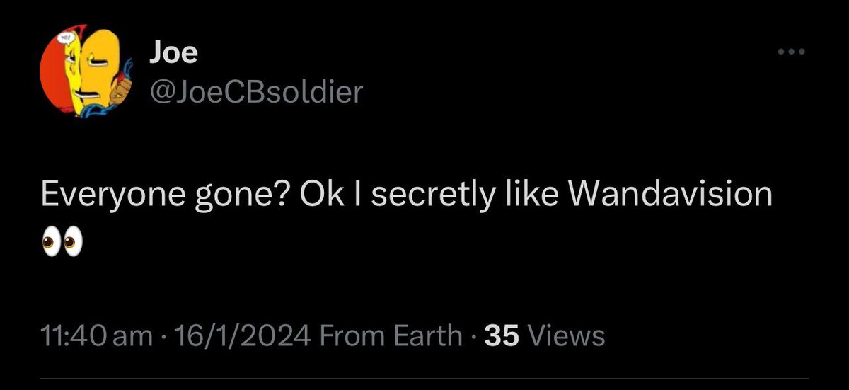 teathevampyr's tweet photo. REMINDER THAT JOE ACTUALLY LIKES WANDAVISION!!!! #WANDANATION https://t.co/2bP5AV6Eyd