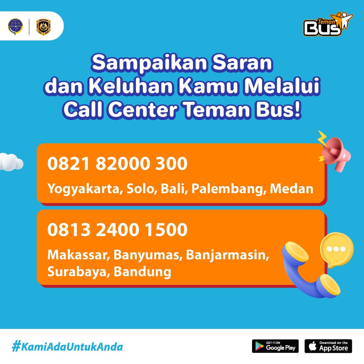 teman_bus's tweet photo. Kamu mau menyampaikan saran atau keluhan? Mau respon cepat? Yuk langsung hubungi call center Teman Bus!

Info lebih lanjut hubungi call center Teman Bus.

#KamiAdaUntukAnda
#DownloadTemanBus https://t.co/srhZjV9EZG