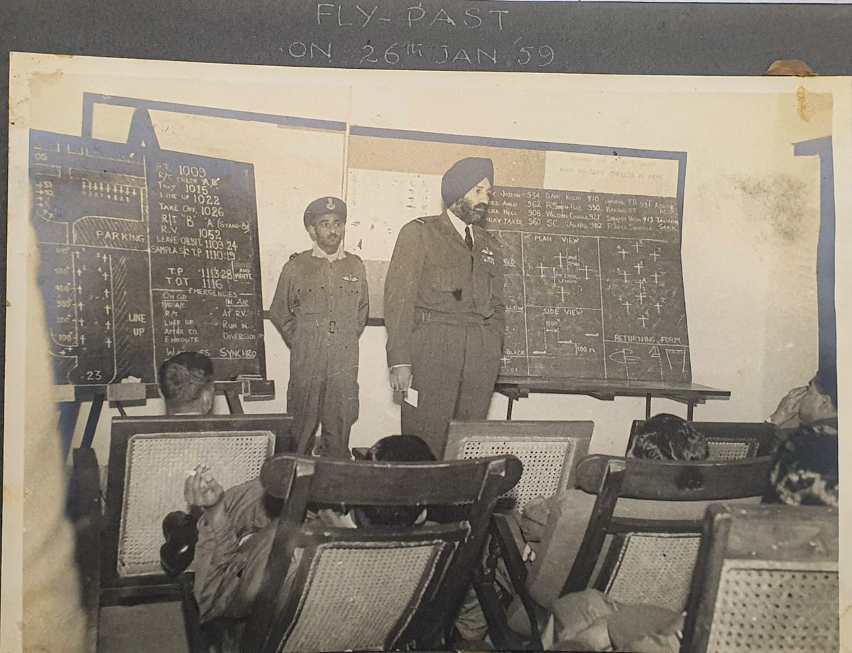 Leading from the front! Then AVM Arjan Singh, Air Officer Commanding-In-Chief, Operational Command, later Marshal of the Air Force, briefs the pilots taking part in the Republic Day Flypast on 26 Jan 1959. #IAFHistory #FromTheArchives