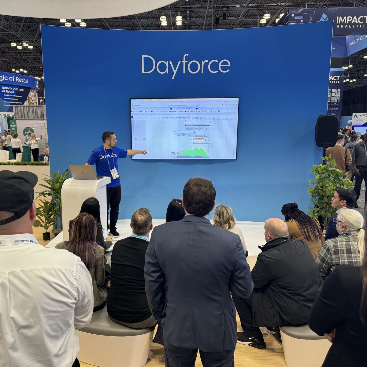 Having a great time connecting at #NRF2024. Didn’t make it to our booth today? Don’t worry, we’re here again tomorrow at booth #5457. Be sure to join us to learn how Dayforce makes work life better for retail and hospitality leaders. See you then!