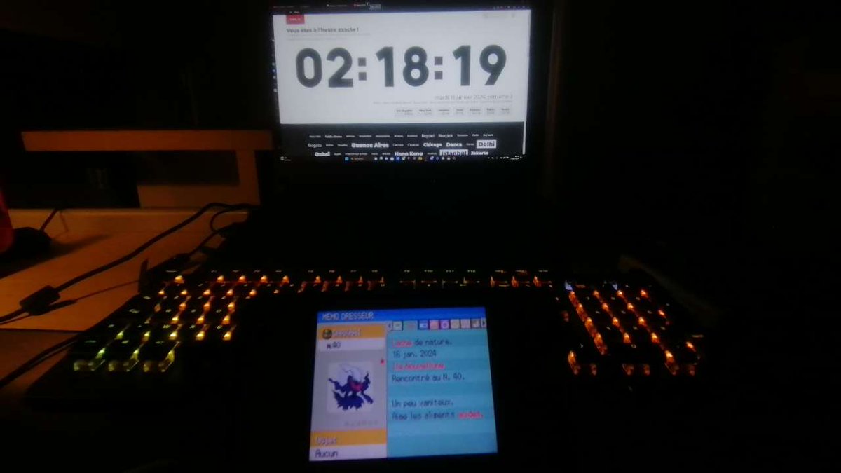 Décidément, ce début d'année 2024 commence de le meilleur des manières de mon côté. Darkrai Shiny se point à 1h59 du matin après 15610 reset. Très fier de cette chasse commencé début Octobre 2023. Cette NRT s'annonce épique.
 #Pokémon #ShinyPokemon