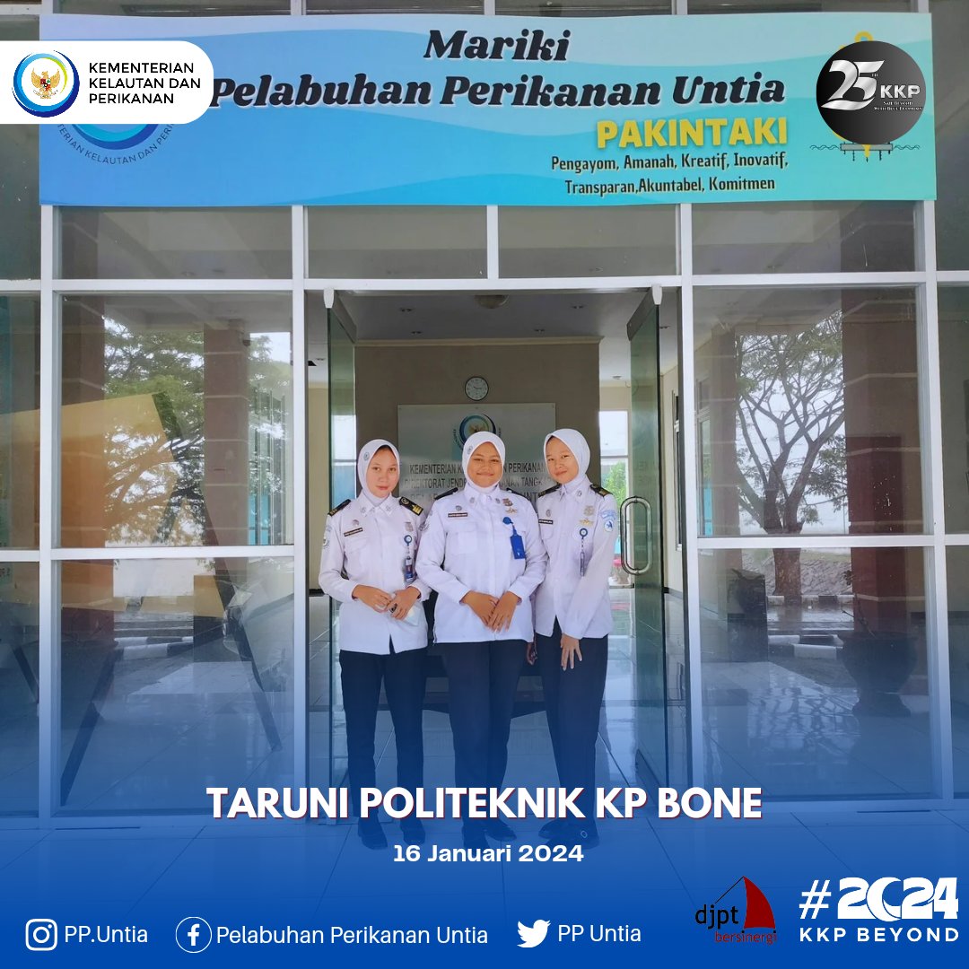 ppuntia's tweet photo. #SahabatBahari, 
(16/1) Giat hari ini PP Untia terima Taruni dari Poltek KP Bone Program Studi Teknik Kelautan yang rencana akan melaksanakan Kerja Praktek Akhir (KPA) di PP Untia selama 3 bulan.

#25TahunKKP #2024KKPBeyond #MenteriKKP #KKPGOID #EkonomiBiruUntukIndonesiaEmas https://t.co/ZMePg6RcSV