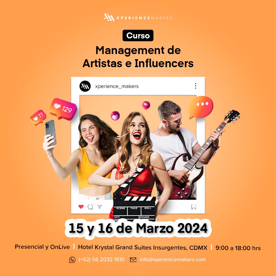 Llegó el Curso Híbrido de Management de Artistas e Influencers. 🎤✨

Sumérgete en el ecosistema actual de la música, artistas e influencers, y aprende el management desde la perspectiva de los formatos digitales y su impacto mediático.