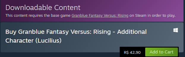 klasfin's tweet photo. This right here is why I always try to be vocal about localized prices.

For no reason whatsoever, this costs us Brazilians *double* what it costs for Americans. This is equivalently almost $10 for us. Why????

What the FUCK is going on with Steam and fighting games????? https://t.co/adIXJa0cDD