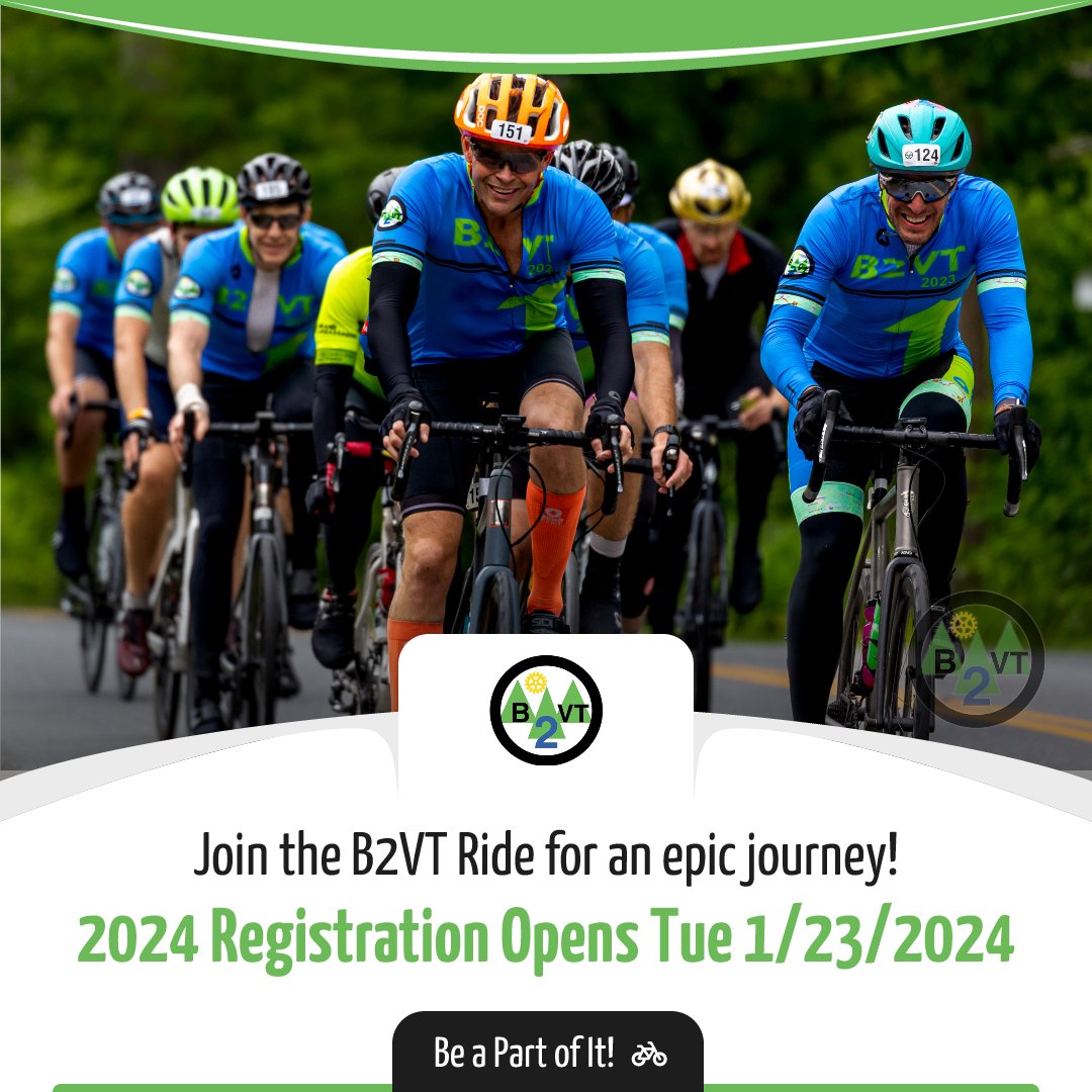 Registration opens on Tuesday January 23rd. Check out our website for all things B2VT! b2vtride.com