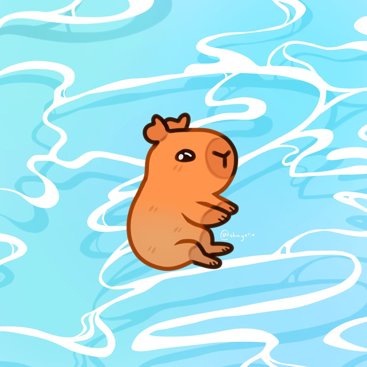 ohmyeltwo's tweet photo. capybara walking in water 🤍 #capybara #ArtistOnTwitter https://t.co/bRv9HlWr51