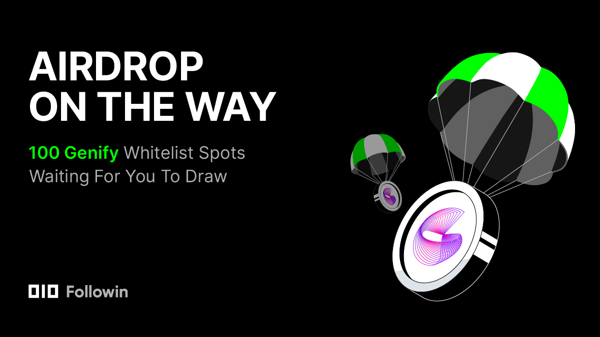 followin_io's tweet photo. 🥇 The 1st generative inscription #BOB by @GenifyHQ has entered the WL pre-mint phase.  

#Followin will bring 100 WL for #OIO Holders! Open [Followin APP - RewardCenter] to join the lucky draw!🧧