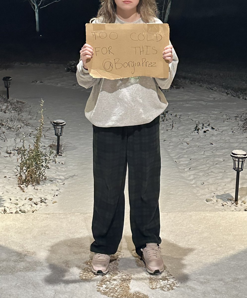 kendalls707's tweet photo. @BorgiaPrez Insane temperatures outside tonight. I will be taking my protest to the streets tomorrow. https://t.co/VKAEZzA3bN