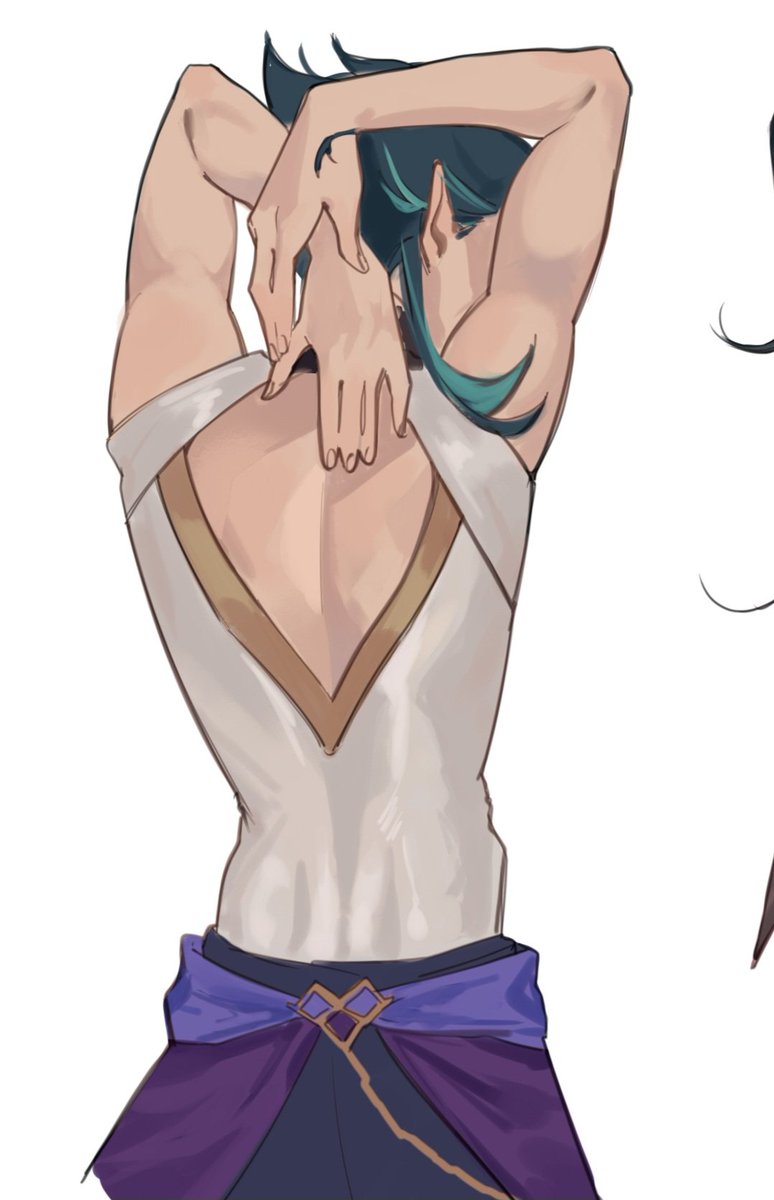 saeevart's tweet photo. #xiao and his back for studies https://t.co/8RoxXoHPDl