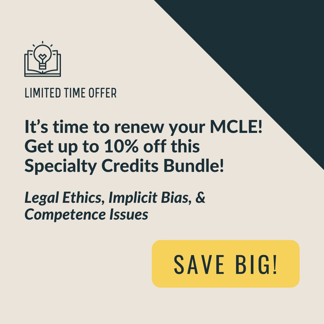 Looking to save a some money after the holidays? Look no further we have a 10% discount toward our exclusive handpicked Specialty Credits Bundle. Hurry as this offer expires on 1/31/2024. Do not miss this chance to stay ahead in your legal journey.

URL: 
calawyers.org/renew-your-mcl…