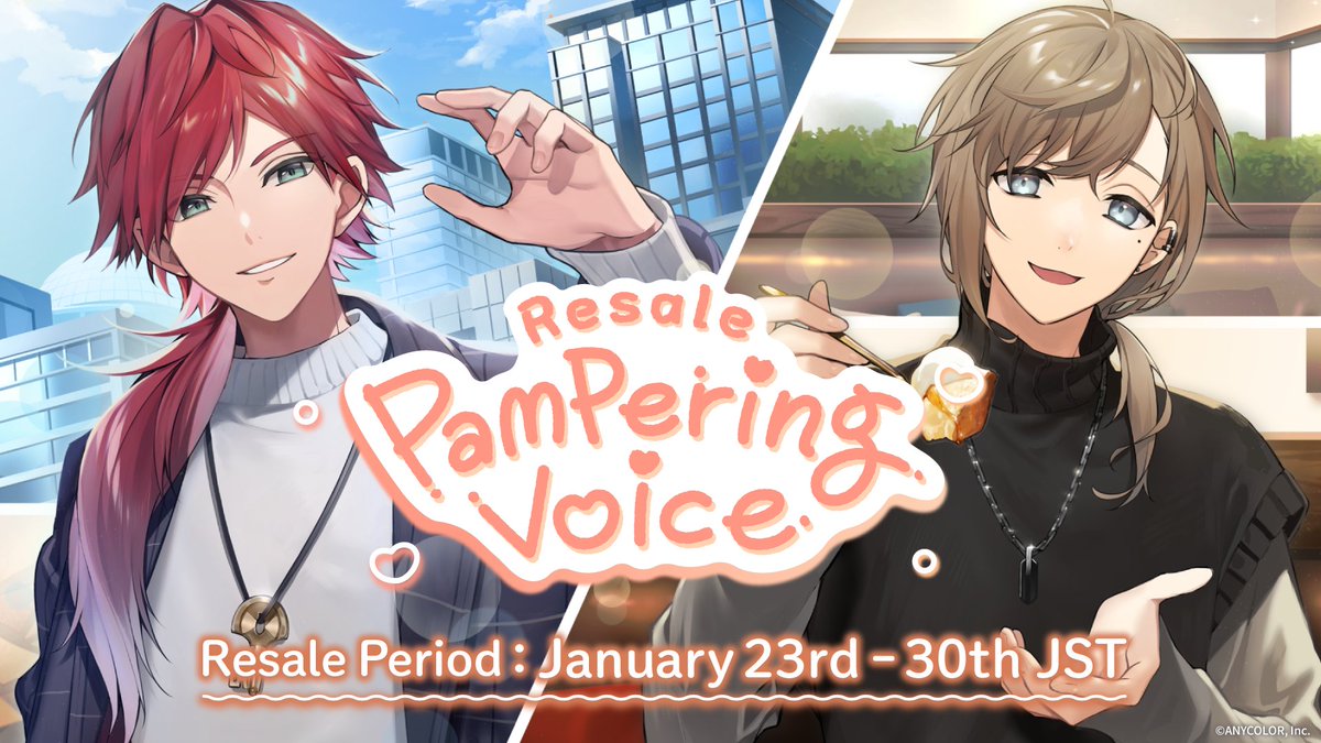 NIJISANJI_World's tweet photo. 【#NIJISANJI Pampering Voice &amp; Scolding Voice resale announcement🎉】

The above two voice packs will be available again on the #NIJISANJI_EN Official Store starting Jan 22 (Mon) at 18:00 PST ! 🤩

🔻Store
https://t.co/3PhUEtgXpW https://t.co/o5dSbRKIDs