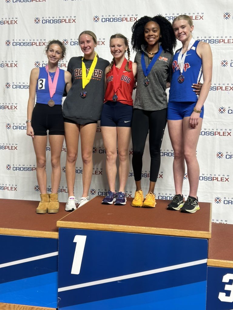 jpreptrack's tweet image. Olivia Smith on the podium at the MLK Track Meet in Birmingham. She ran a PR 5:21 in the 1600m to finish 6th and a 2:22 in the 800m to finish 3rd. Great Job Olivia!!!!