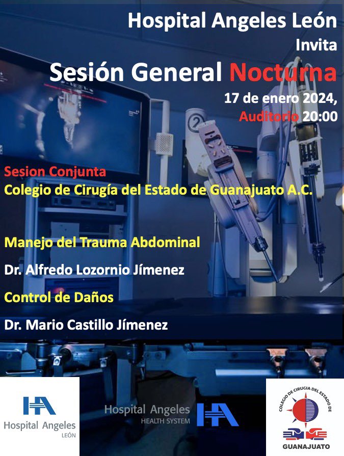 colcirugiagto's tweet photo. Los esperamos mañana para nuestra sesión mensual así como el evento de toma de protesta de la mesa directiva 2024-2025. @MIGUELMAGDALEN1 @DRchavalopez  @ralatorreadame @CirugiaHraeb https://t.co/d4ig1h550Q