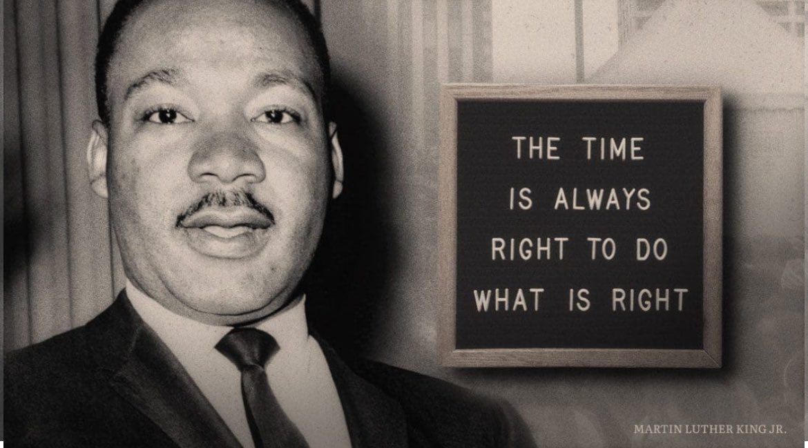 No matter the age, the time is always right to do the right thing. 💜 #martinlutherkingjr #mlk #mlkjr #mlkquotes #mlkweekend #martinlutherking #martinlutherkingday #martinlutherkingjrquote