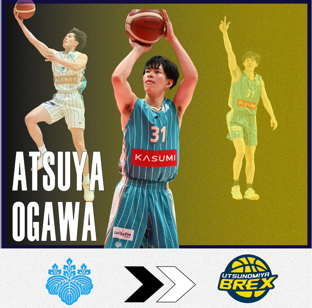 この度、弊部より #31小川敦也 が #宇都宮ブレックス (<a href="/utsunomiyabrex/">宇都宮ブレックス / UTSUNOMIYA BREX</a> )に入団することが決定いたしました。
応援よろしくお願いします。

#矻矻 
#筑波大学男子バスケットボール部 
#宇都宮ブレックス 
#Bリーグ