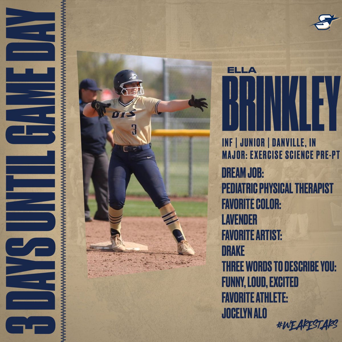UIS_Softball's tweet photo. THREE MORE DAYS! Welcoming our Junior, from Danville, IN, Ella Brinkley. After UIS Ella wants to become a pediatrician physical therapist. https://t.co/8UCCd5btmK