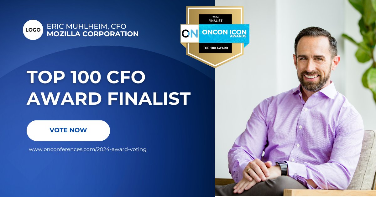 muhlheim's tweet photo. I'm excited to be named a finalist for the Top 100 CFO Award!  This recognition is really about the collective impact and innovations my team at Mozilla has made together.  I would be deeply grateful for your vote. You can vote using this link: https://t.co/GDiQwLYUbz 🚀 https://t.co/XfQLlTYLnY