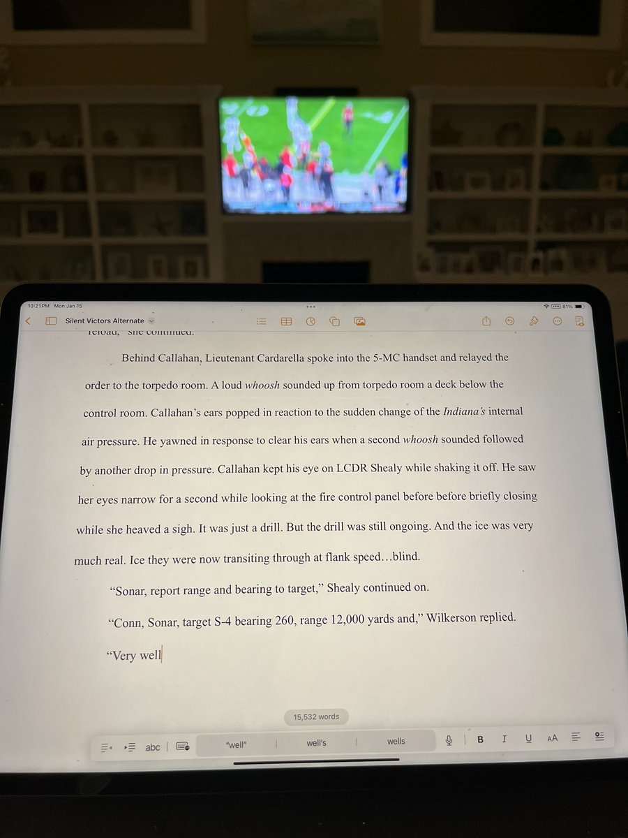 JohnGaltRob's tweet photo. Current situation; writing Silent Victors, the sixth book of my Joe O’Shanick/Dr. Christy Tabrizi series while keeping an eye on the Eagle-Bucs game. Breathing a sigh of relief over my Bills win.

#Authors #AuthorsOfTwitter #BillsMafia #Bookstorm #buffalobills #ChristyTabrizi #JoeOShanick #johngalt #militarythriller @TheRealBookSpy @Jeff_Circle