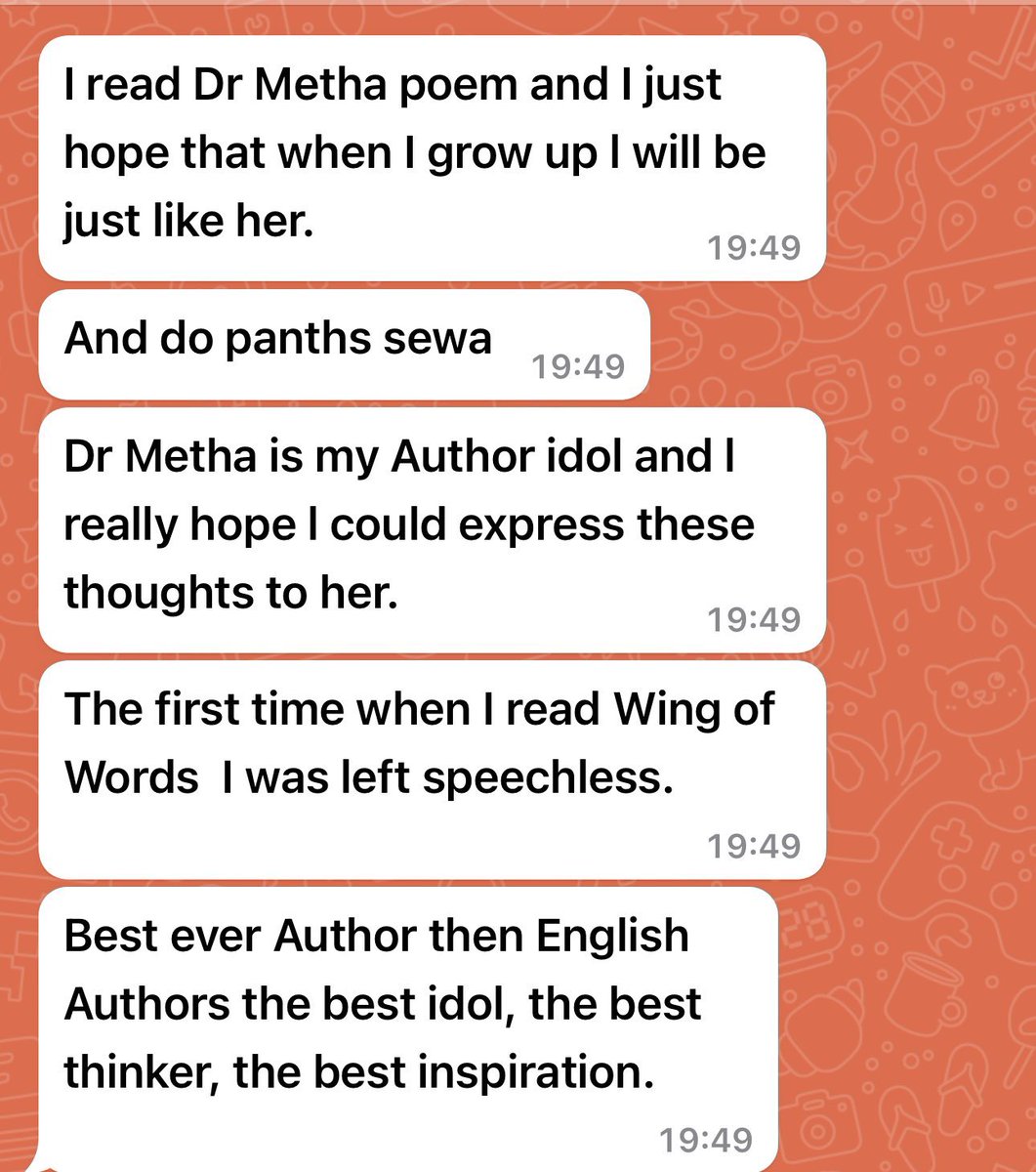 drpmehta's tweet photo. So pleased to receive this beautiful feedback that a parent sent to me from their young reader. Thanks for your inspiring encouragement, dear reader. May we write more to create and inspire others! We need more Sikh writers so our words matter too. #poetry #OnWingsofWords https://t.co/39ZhKk1034