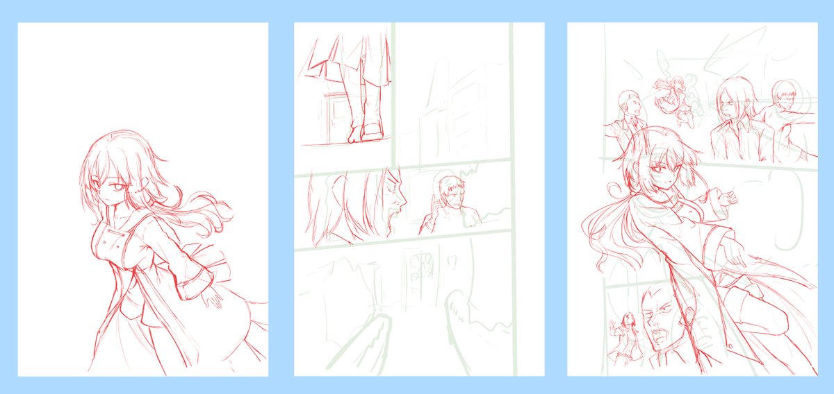 コミティアの原稿
3ページ分の下書き(左)を
ペン入れ仕上げ(右)にするのに
9時間かかりました('ω`*)

コミティア間に合うのかしらコレぇ……(全部で70p) 
