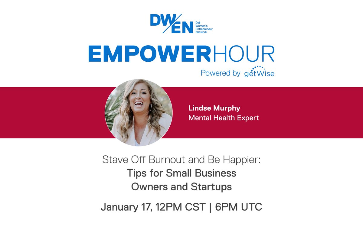 Don't miss this opportunity to enhance your resilience and overall well-being as an entrepreneur!
📆 1/17/24   🕰 12:00 pm CST / 6:00 pm UTC 
REGISTER NOW!
lnkd.in/gcux_FdT
<a href="/delltech/">Dell Technologies</a>
#getWiseconnection #burnout #worklifebalance #mentalhealth#managingstress