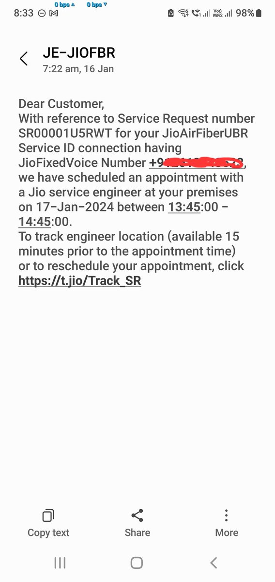 If possible, please cancel #Jio services. After installation, Jio's back end team will not provide any support. I have registered complain on 27/12/2023 and resolved without any solution. Technicians will never come physically after so many days.
#Jio_Ghatiya_Services