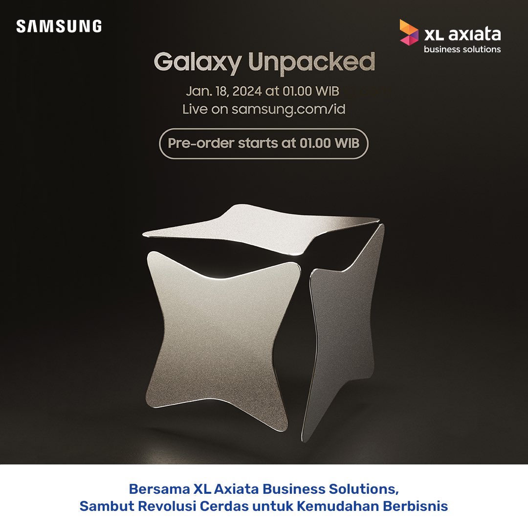 xlsmartbusiness's tweet photo. Sambut pertumbuhan performa bisnis dengan inovasi kecerdasan terbaik.
Ikuti #SamsungUnpacked LIVE pada 18 Januari 2024. Dapatkan keuntungan eksklusif dari XL Axiata Business Solutions.
#XLAxiataBusinessSolutions #TransformtoPerform #DigitalTransformation #Samsung #AI https://t.co/EsQCbcBfJt