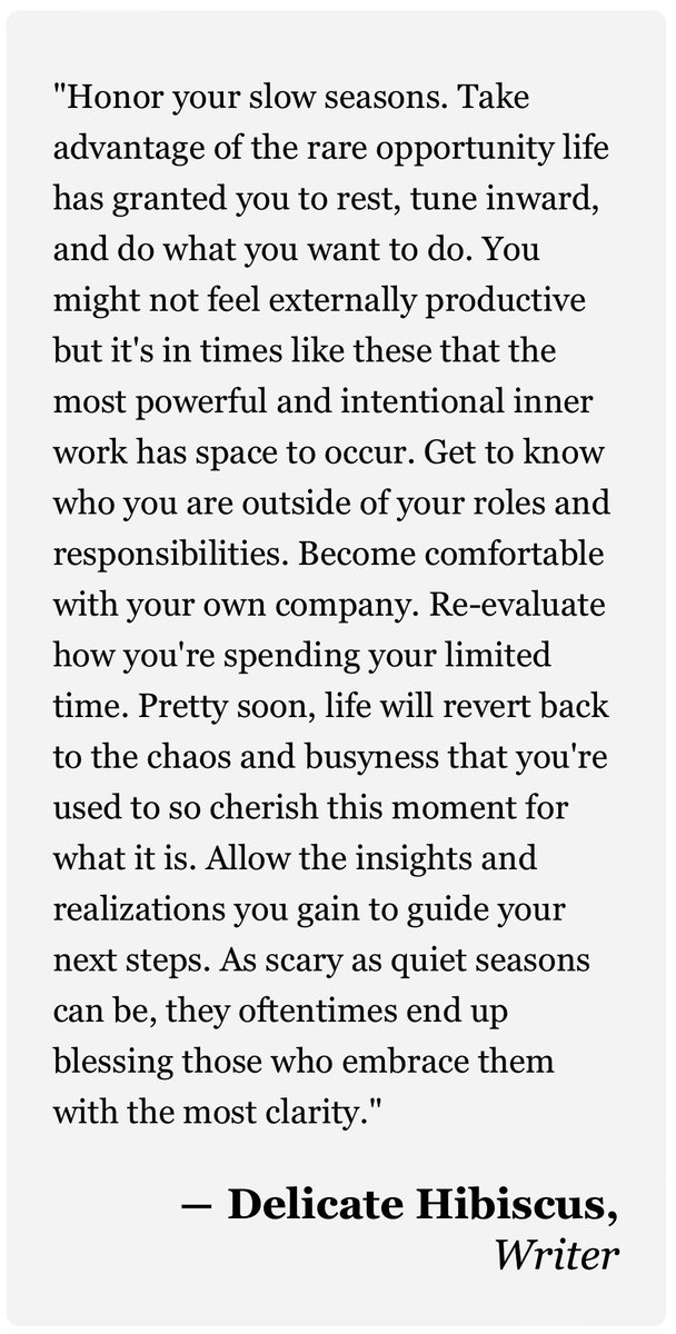 Embrace and honor the “slow” seasons in your journey.

They are an opportunity for reflection, growth and strategizing.

Remember, it is not always about speed but about the evolution and the lessons learned along the way 🌱
