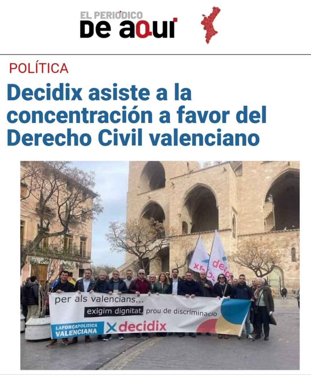 decidix's tweet photo. ❌ En #Decidix lamentan que el Congreso de los Diputados con el respaldo de los partidos nacionales, impida una solución a la parálisis del autogobierno en materia de Derecho Civil Valenciano. @Juristes_V
+ info @elperiodicoaqui https://t.co/7mYNEq0t5K https://t.co/vFctejWRfF