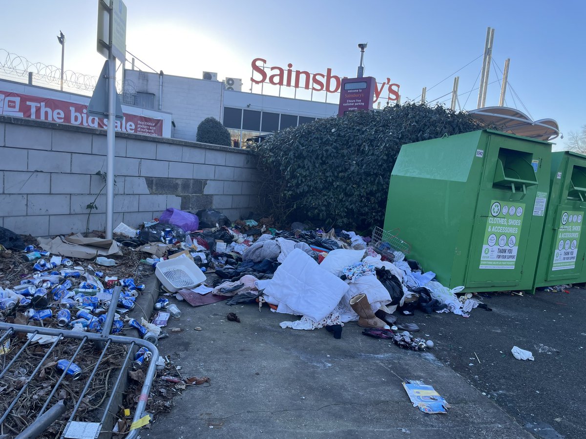 Dear @sainsburys and @oxfamgb - the clothes and shoe collection stations here in #Canterbury are much-needed and appreciated, but the area around the store is becoming a environmental health hazard. What has happened? When will this be cleaned up and sorted?