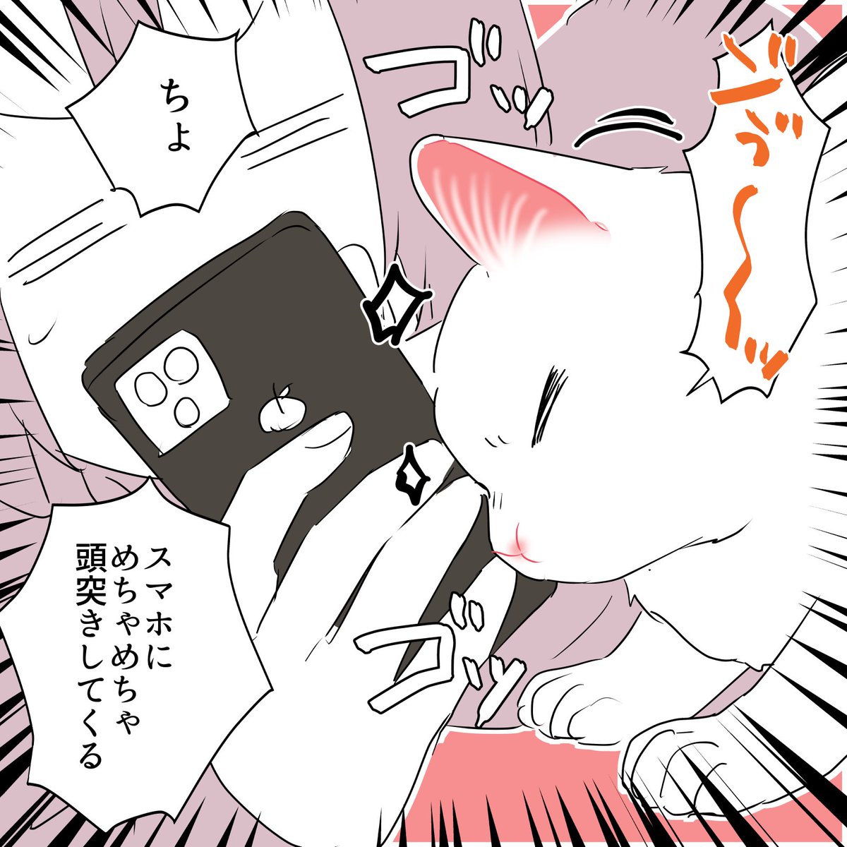 💥🤛強引に甘えてくる猫の話🐈😂 (2/2) #漫画が読めるハッシュタグ #愛されたがりの白猫ミコさん 強引な甘えんぼ白猫のエッセイコミックス発売中です👇 