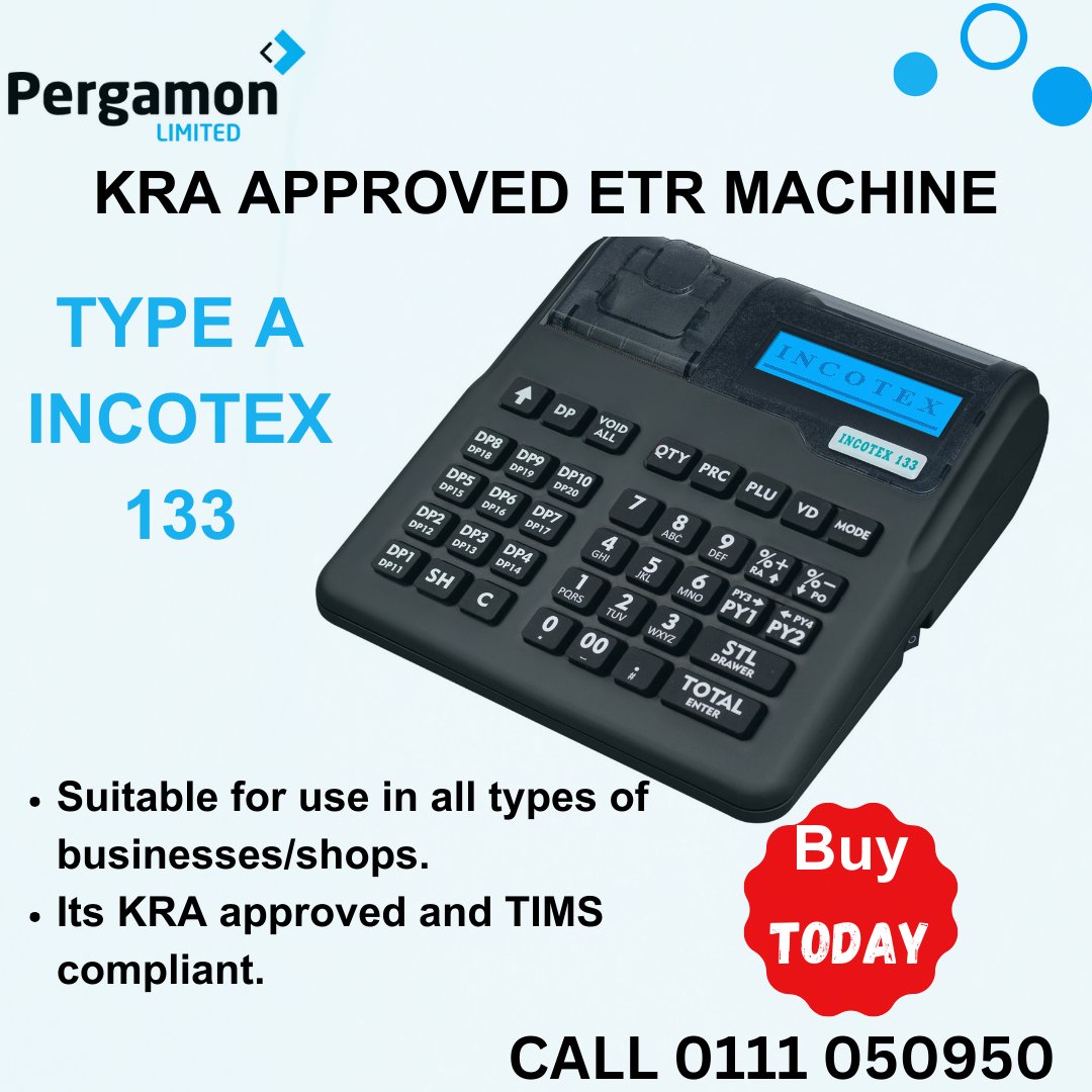 PERGAMONGROUP's tweet photo. Do you run an establishment that has no #pointofsalesystem? We recommend the Type A ETR machine for your business tax compliance needs. https://t.co/dzlJf4G10l