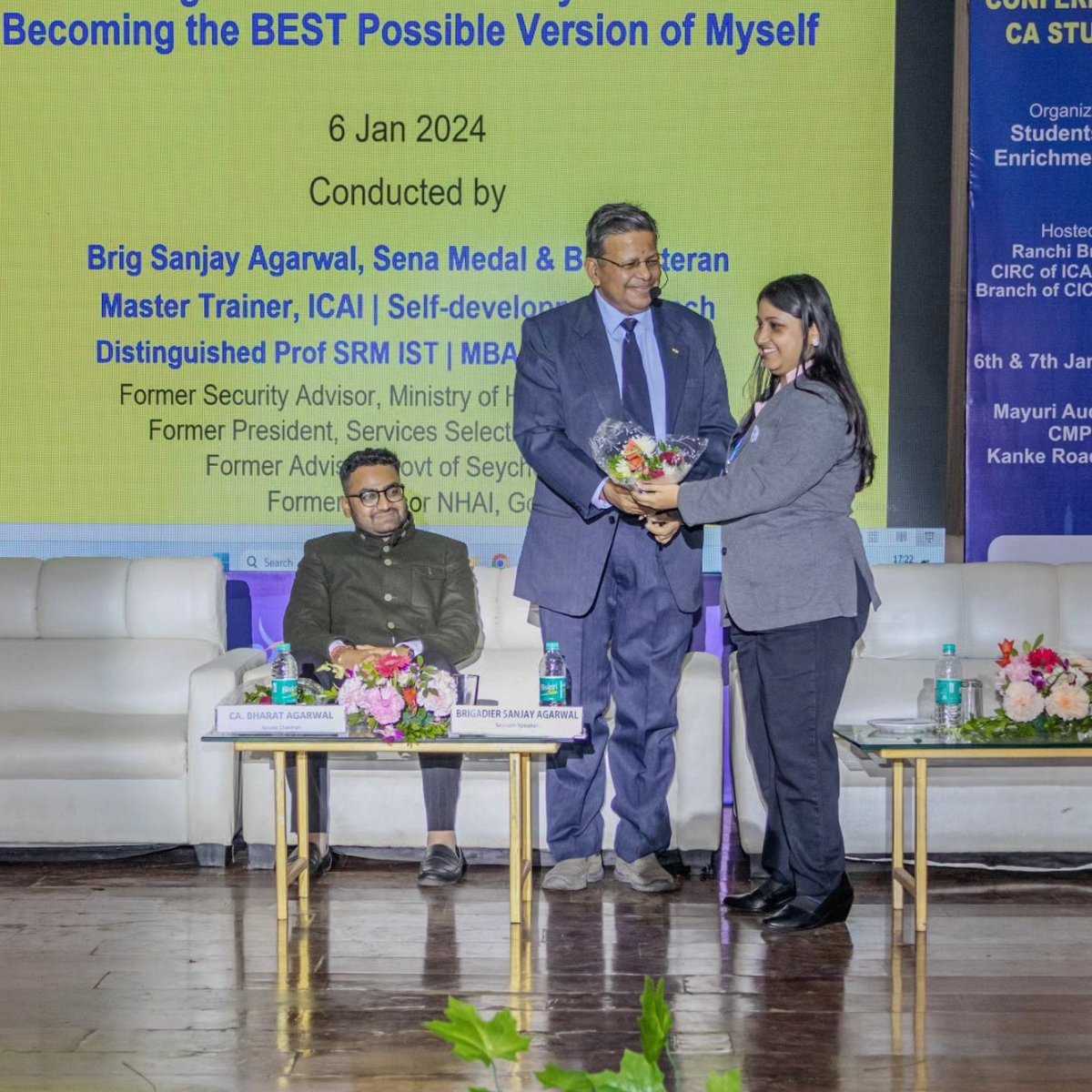 “ABHYASA" (2 Days Mega CA Students' Conference). Organized by Ranchi Branch ICAI.

Chief Guest IPS Shri Manoj Chothe ji &amp; Guest of Honour Shri Mahesh Poddar ji.

Got the privileged for being the "Session Chairman".

<a href="/theicai/">Institute of Chartered Accountants of India - ICAI</a> <a href="/biamaicai/">INTERNAL AUDIT STANDARDS BOARD-ICAI</a> 
<a href="/PiyushGoyal/">Piyush Goyal</a> <a href="/FinMinIndia/">Ministry of Finance</a>
<a href="/maheshpoddarmp/">Mahesh Poddar</a>