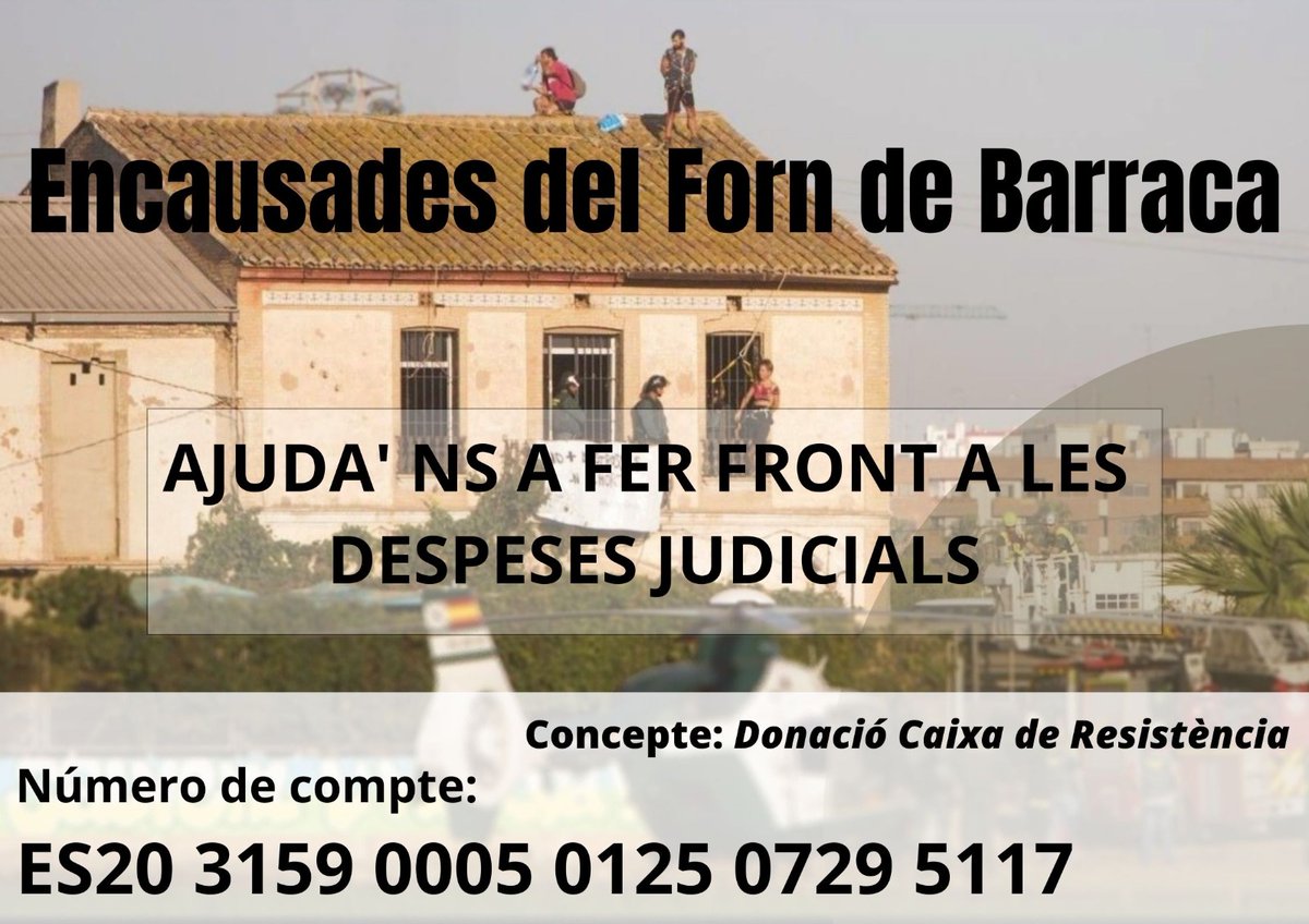 Bon dia! Recordeu de la resistència del Forn de Barraca? Ens han arribat les multes per posar el cos contra l'ampliació de la V-21 i per la defensa de l'Horta de València. Si voleu col·laborar amb nosaltres...

Ens ajudeu, <a href="/perlhorta/">Per L'Horta 🍉</a> <a href="/AEAgro/">AccióEcologista Agró</a> <a href="/JxC_Valencia/">Joventut pel Clima València</a> <a href="/FuturoVegetal/">FuturoVegetal🍒</a>? 💚