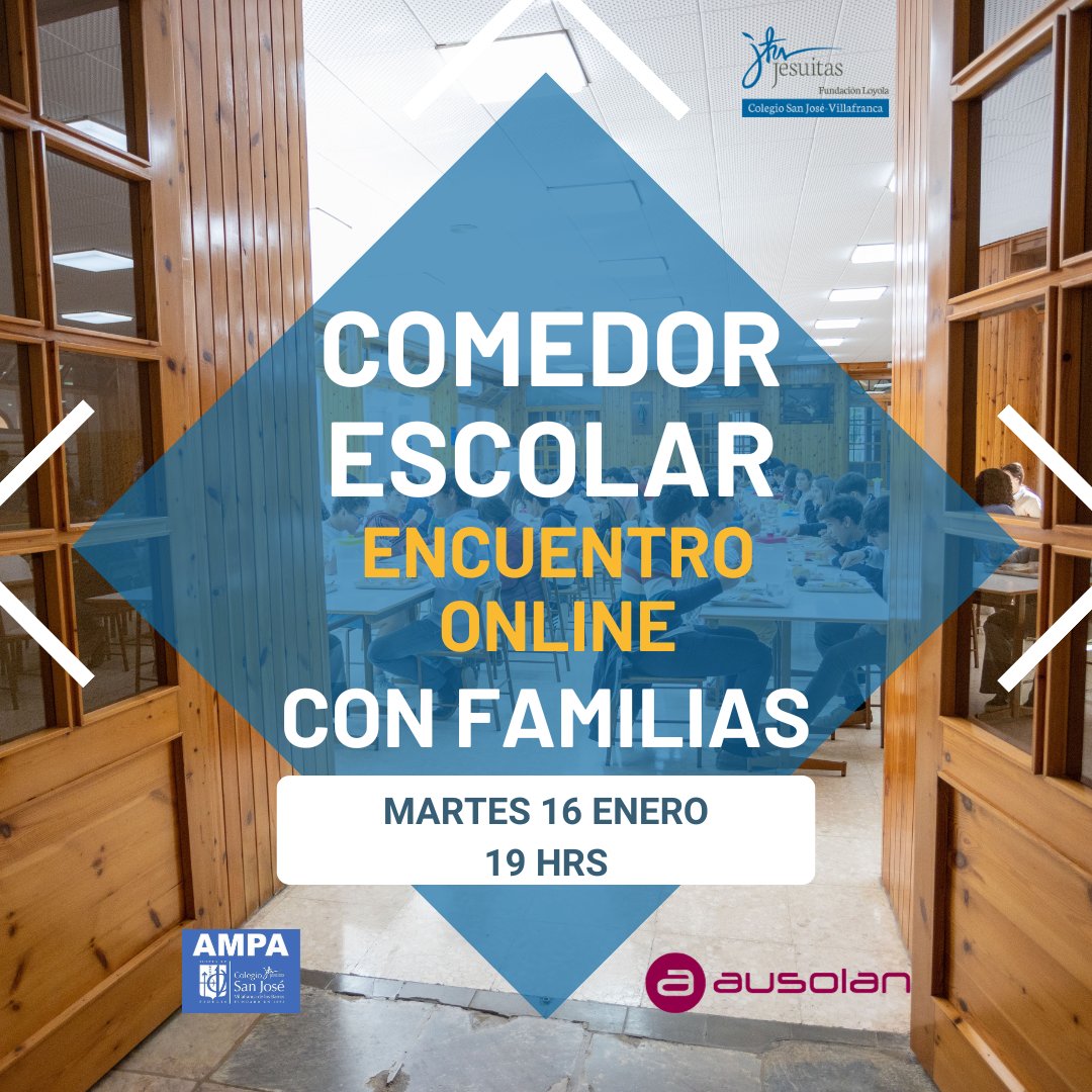 CSJVillafranca's tweet photo. ¡Atención familias, esta tarde a las 19 horas reunión online con la empresa #Ausolan que asesora a nuestro #colegio en materia de nutrición y cocina para resolver todas las dudas. El acceso lo tenéis en el correo enviado hace unos días. Con la colaboración de la #AMPASanJosé https://t.co/F7msNRVM5s