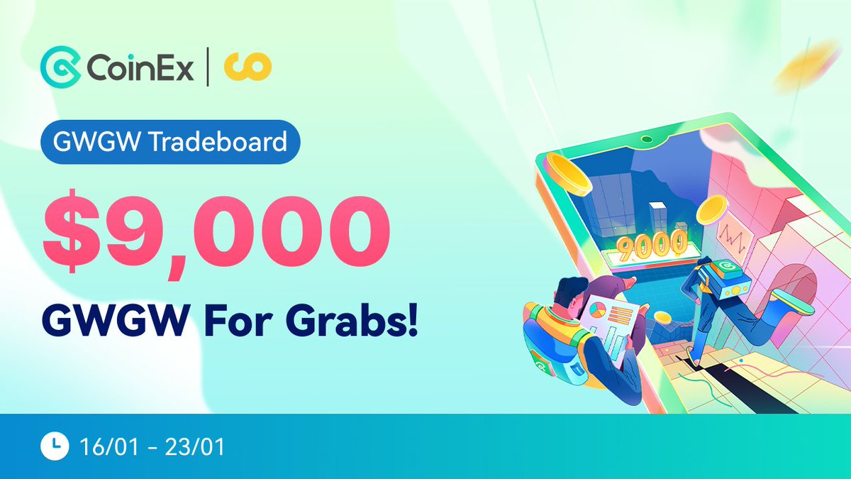 coinexcom's tweet photo. Trade $GWGW on #CoinEx &amp; winners share 7.7M $GWGW tokens💰! The competition is heating up &amp; runs until Jan 23 at 10 am UTC. We are currently the exclusive CEX listing $GWGW - don't miss your chance with this gem💎!

Details: https://t.co/DHfXjeSWNx
Join: https://t.co/Zpmo8E9inc https://t.co/sezjp76r6i