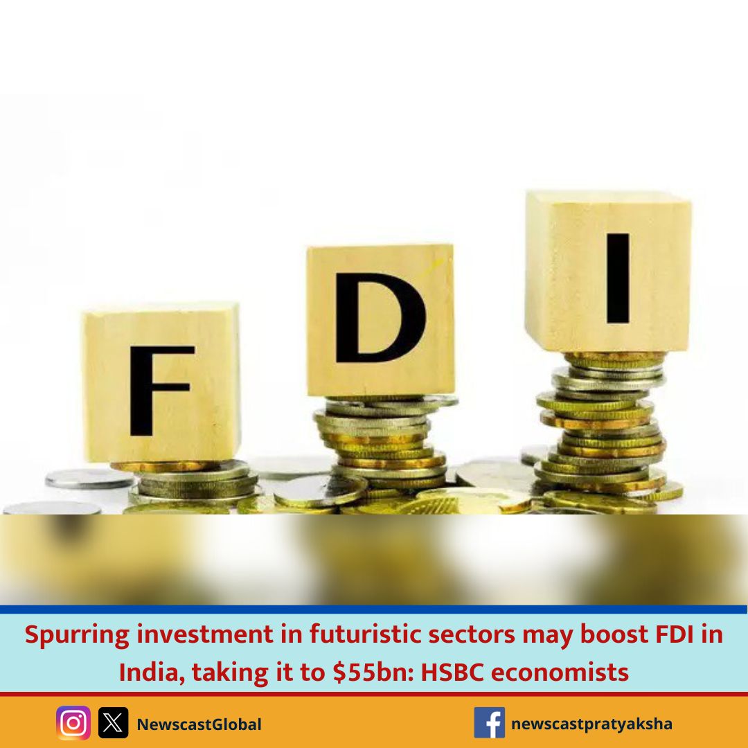 #FDIInIndia may have fallen notably in 2023 but HSBC economists say spurring investment in futuristic sectors like data centers, #RenewableEnergy, e-vehicles, #GreenHydrogen, #AI, semiconductors may bring new FDI wave, resulting in FDI that may reach $55bn Covid-era peak in 2 yrs