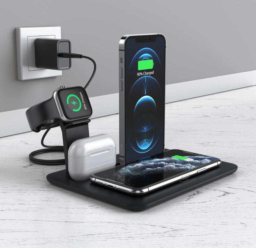 bigmanfarouk's tweet photo. Introducing the Ultimate Multi-Dock Wireless/Wired Charger – power up all your devices in one sleek hub! 🚀 Charge your phones and gadgets simultaneously with cutting-edge technology. Declutter your space, simplify your life. Get yours today and experience the future of wireless charging!