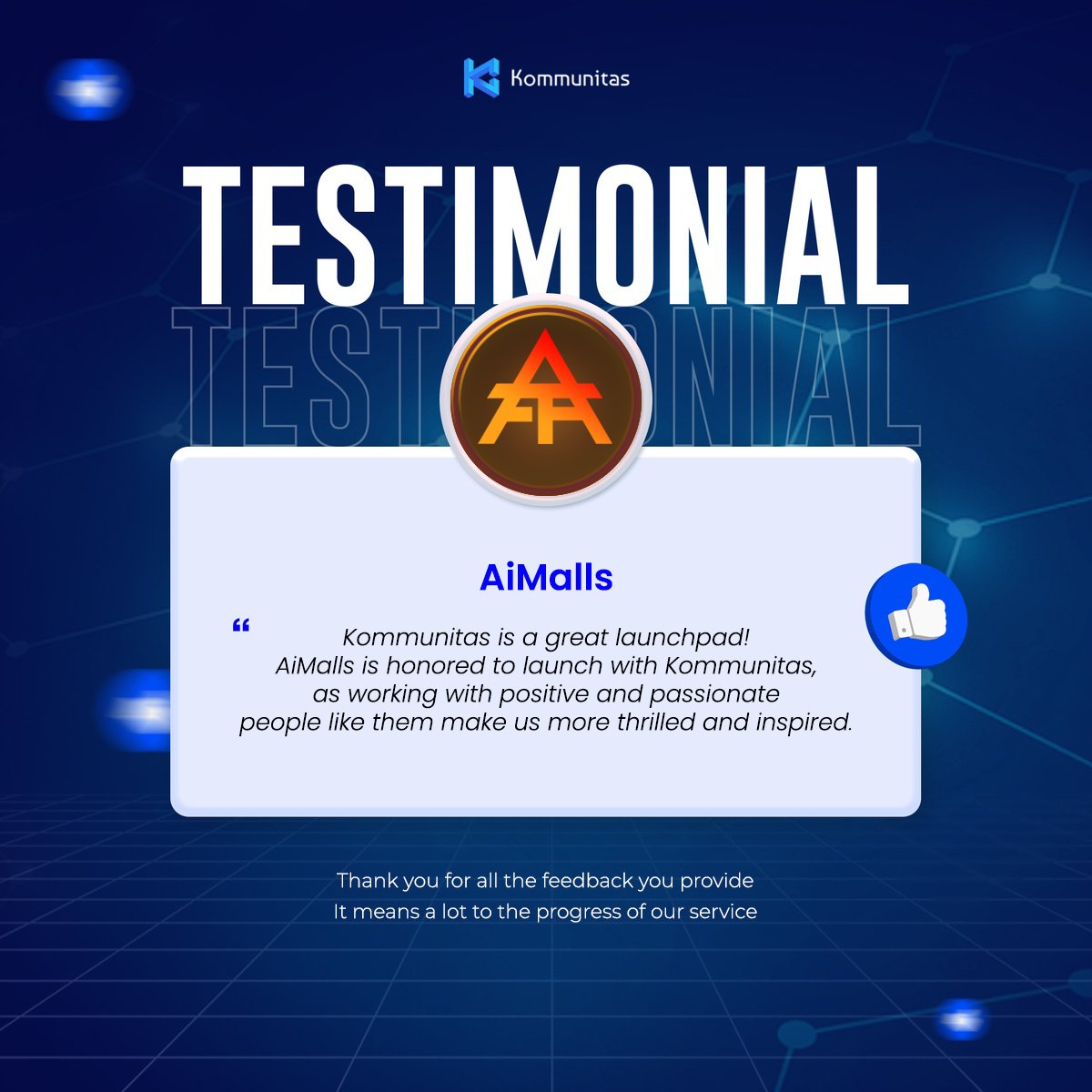 kommunitasnet's tweet photo. Grateful for the vote of confidence!π Our collaborative efforts have been incredibly rewarding, and your feedback motivates us to continue delivering exceptional resultsπ
#KOMTestimony #Kommunitas #ProjectTestimony #testimonial #project #cryptocurrency #BlockchainTechnology https://t.co/8JM0qk8wSB