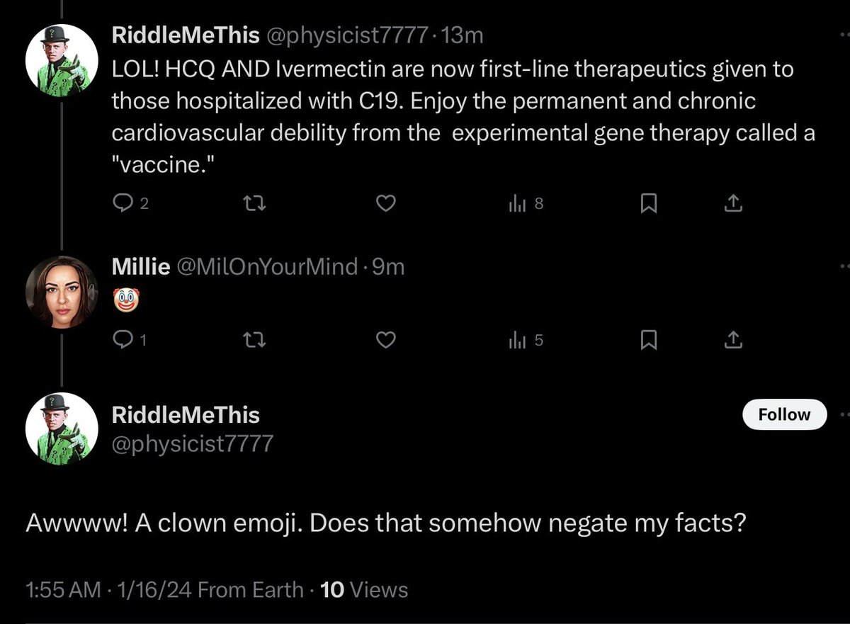 Now the idiot deleted his stupid comments 😂😂😂😂😂
#RiddleMeThis #Physicist777 
#Covid19 #CovidVaccine #ProtectYourself #immunocompromised