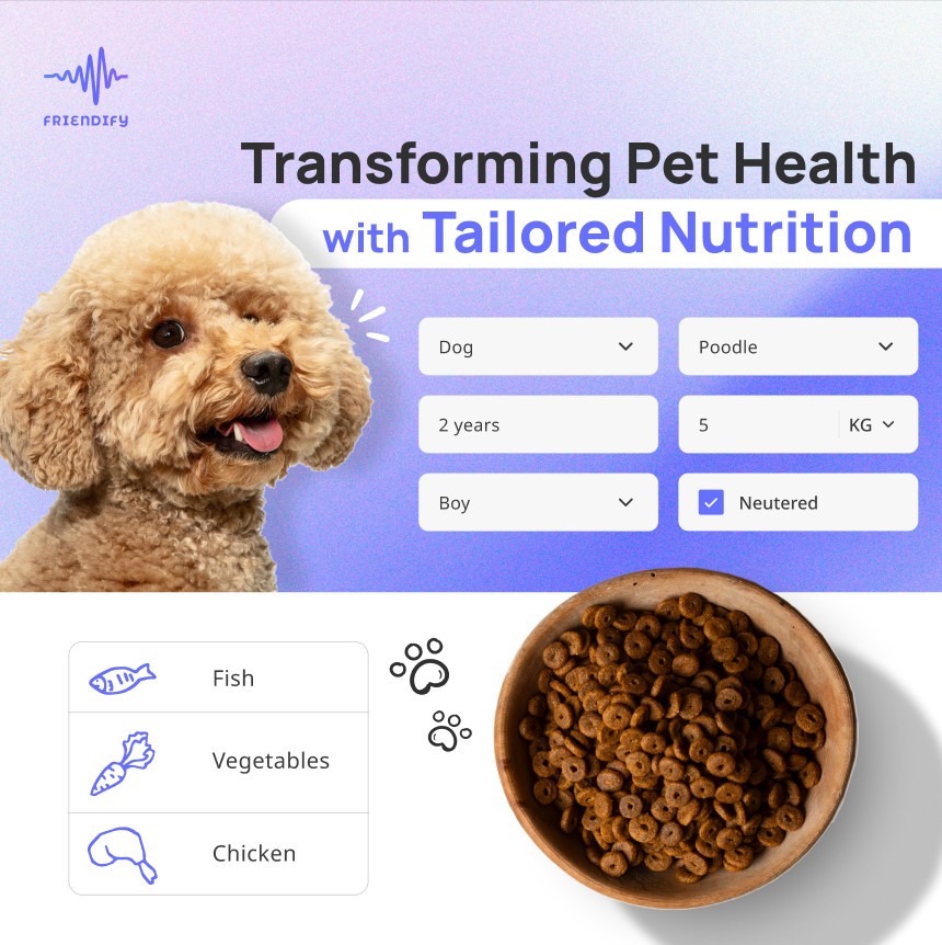 FriendifyGPT's tweet photo. Friendify's AI Health Checker understands your pet's specific requirements based on age, breed,... health conditions.

This means your pet gets a diet plan that's just perfect for them.

Try now: https://t.co/9bCNEMv6GV

#friendify #petcare #pets #petlovers #veterinary #VET https://t.co/5EpkmtPDdA