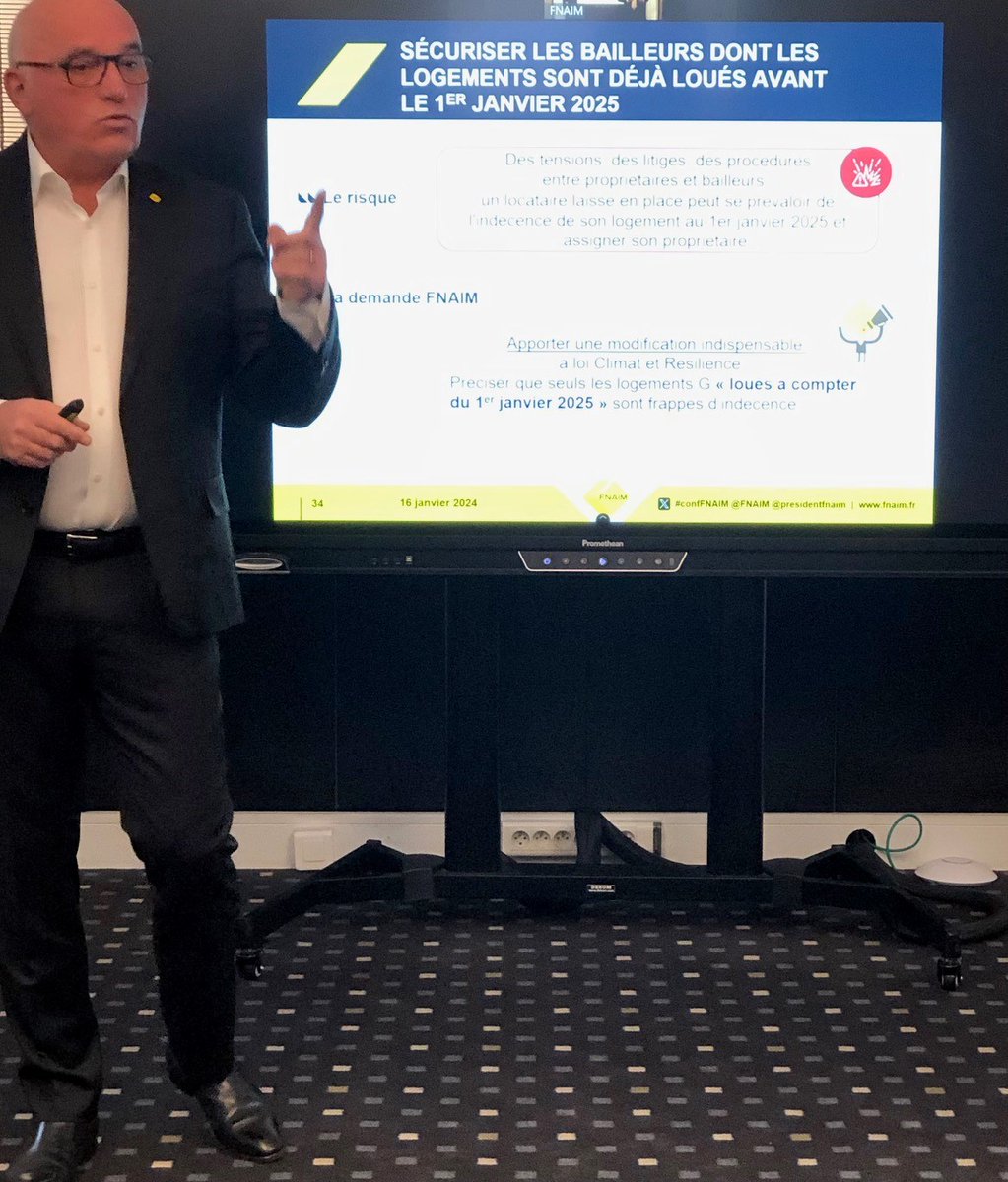 FNAIM's tweet photo. #confFNAIM
Pour répondre à l’urgence climatique :
> modifier la loi Climat et résilience en précisant que seuls les logements G « loués à compter du 1er janvier 2025 » sont frappés d’indécence afin d’éviter des litiges entre propriétaires et locataires
@presidentfnaim https://t.co/0r3xyy19HG