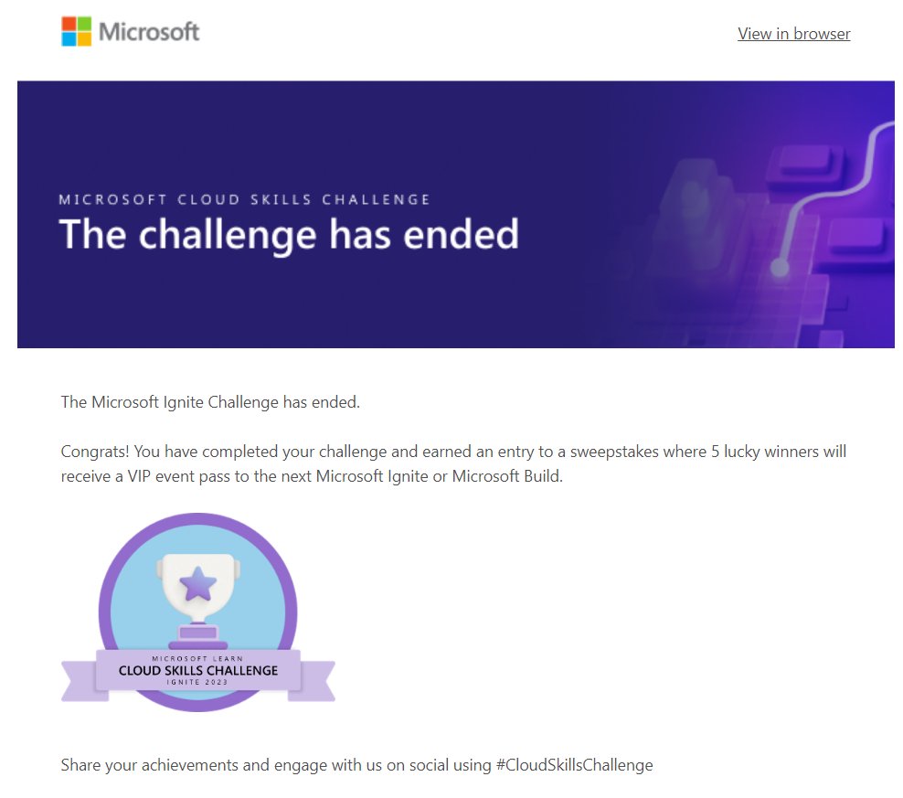 superARL_'s tweet photo. Done! Completed the @Microsoft  Ignite: Microsoft Fabric #CloudSkillsChallenge 😊

@MicrosoftLearn https://t.co/m5N46vMK9w