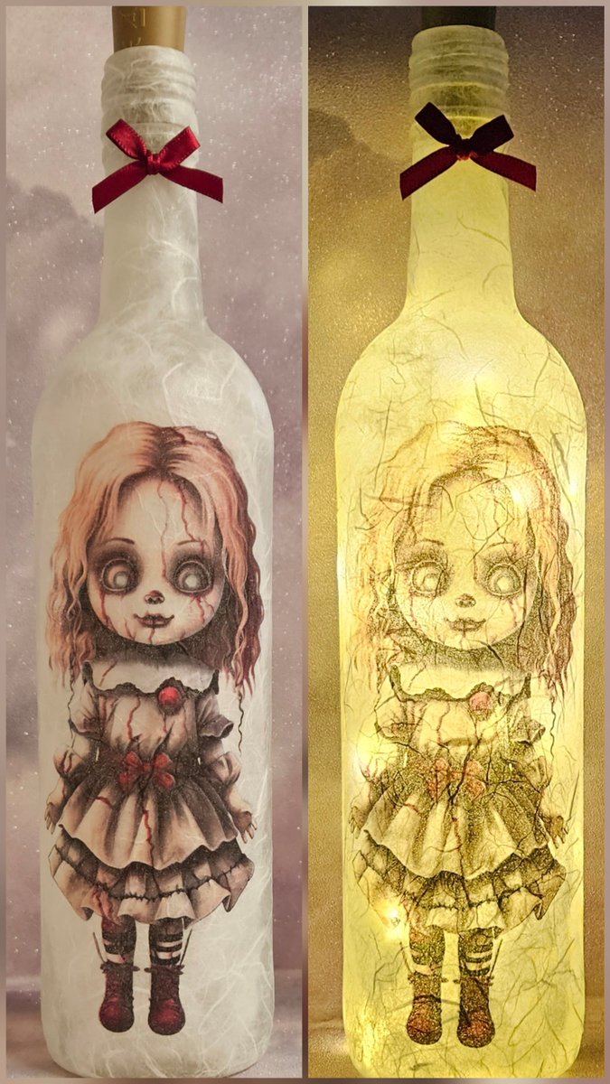 ClareCCBG's tweet photo. This Annabelle-style decorative bottle is sure to add a touch of horror to any room. 30cm tall.

Link to buy - https://t.co/TBUxjBdg0X https://t.co/pqt9tnQBOp