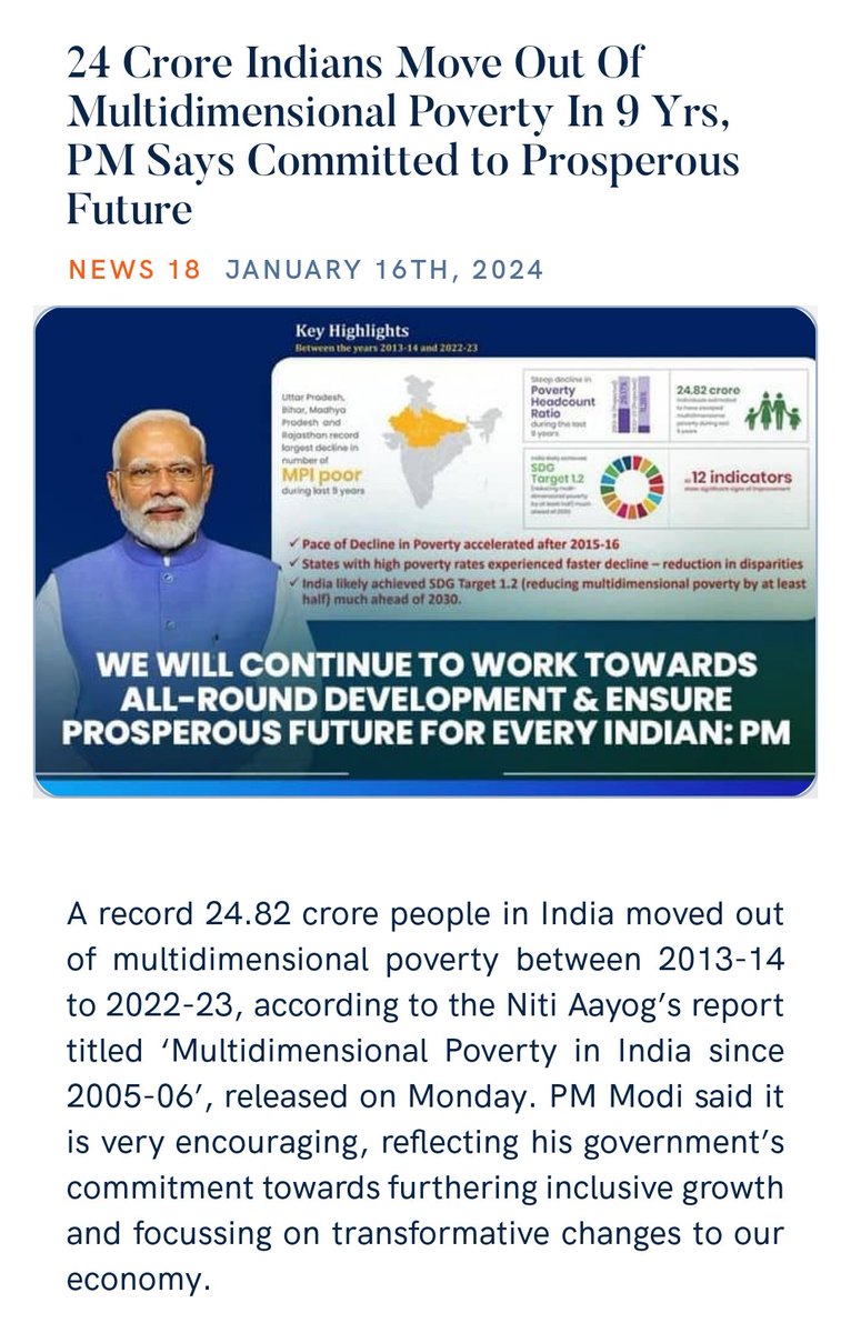 UAbdulbloch's tweet photo. 24 Crore Indians Move Out Of Multidimensional Poverty In 9 Yrs, PM Says Committed to Prosperous Future
https://t.co/oxWTegwKnA via NaMo App https://t.co/OUniUsKMGq