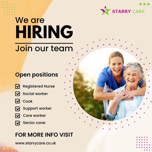 StarryCare's tweet photo. Are you seeking a healthcare job in the UK? Starrycare is currently recruiting healthcare workers, registered nurses, social workers, cooks, and senior carers to fill vacant roles/shifts across various locations in the UK. To apply send your CV to recruits@starrycare.co.uk https://t.co/fDhpGCdnEw