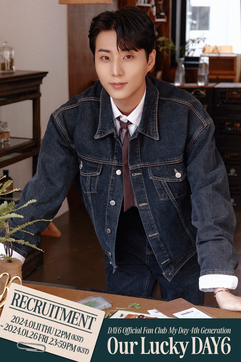 DAY6 Official Fanclub
My Day 4th Generation

Our Lucky DAY6🍀
#YoungK

~ 24.01.26 23:59PM (KST)
🔗 KOR : bit.ly/420tIcY
🔗 GLOBAL : bit.ly/3SdtLPj
  
#DAY6 #데이식스
#MyDay #MyDay4기 
#Our_Lucky_DAY6